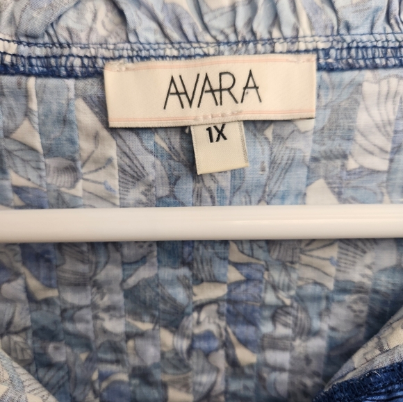 Women's Avara Blue Floral Print Top Sz 1X - Picture 9 of 11